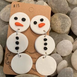 Lightweight Polymer Clay Christmas Snowman Earrings